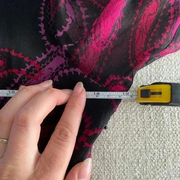 VTG Y2K 100% Silk Blouse Black Pink M Medium Whimsygoth Fairycore Goth Babydoll - Picture 9 of 11